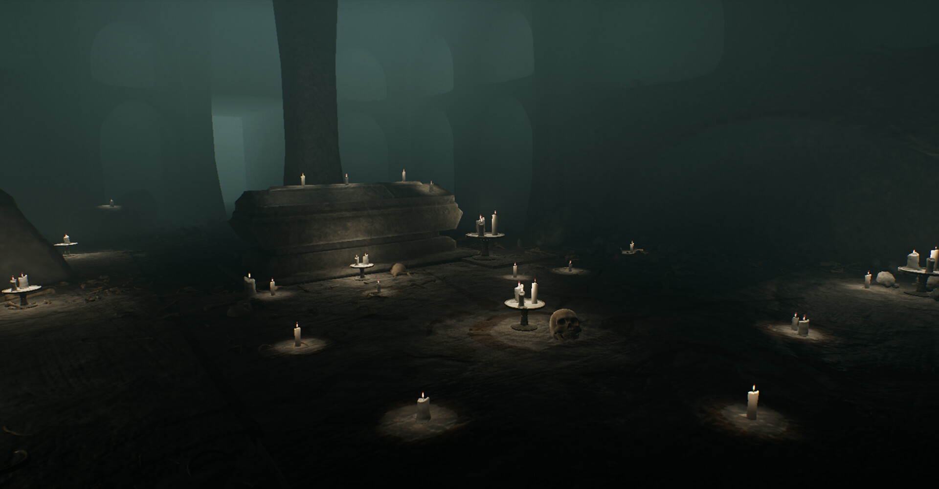 Catacombs — candle-lit burial chamber