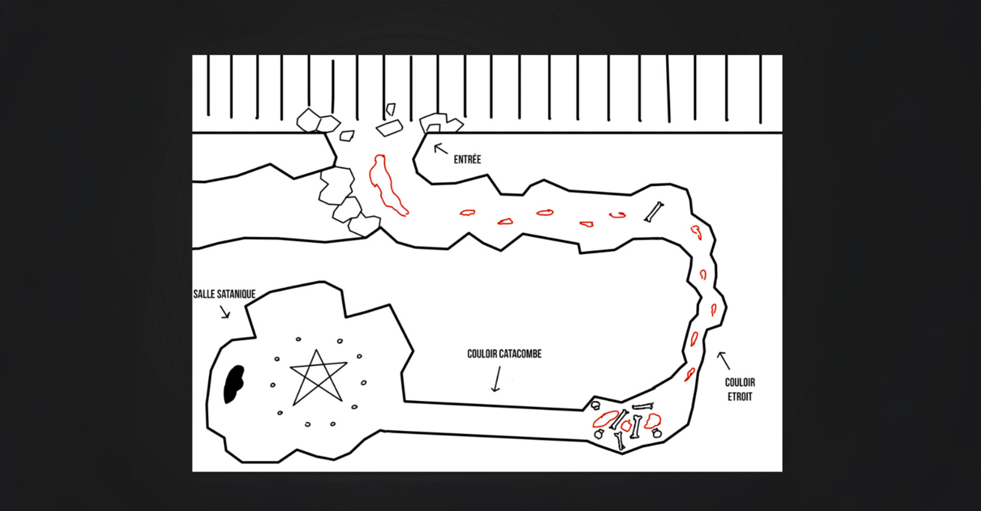 Catacombs — level layout sketch