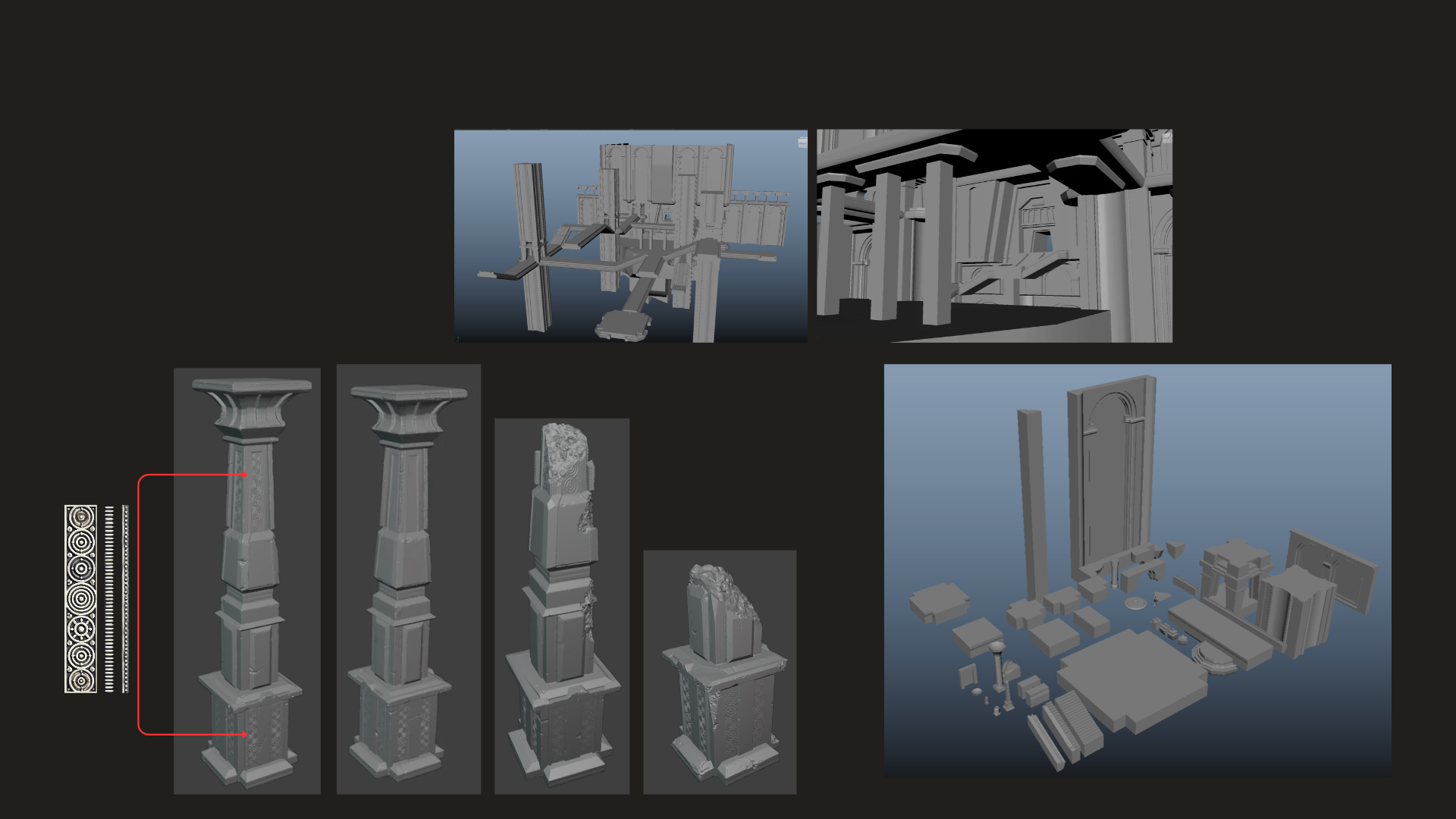 Modular architectural elements and environment construction