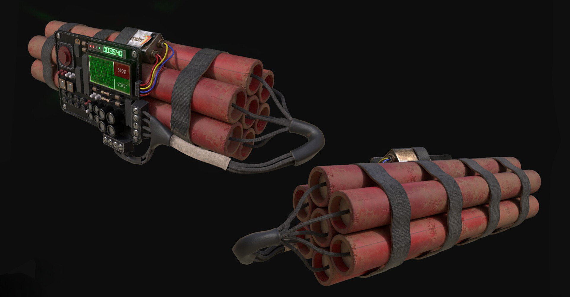 Game Ready Bomb Prop — main textured renders
