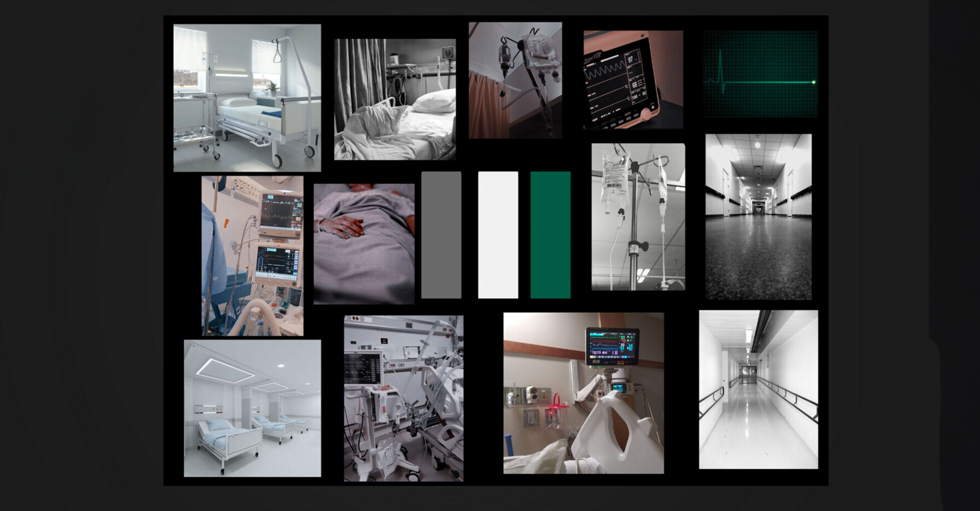 Hospital moodboard — visual references and color palette