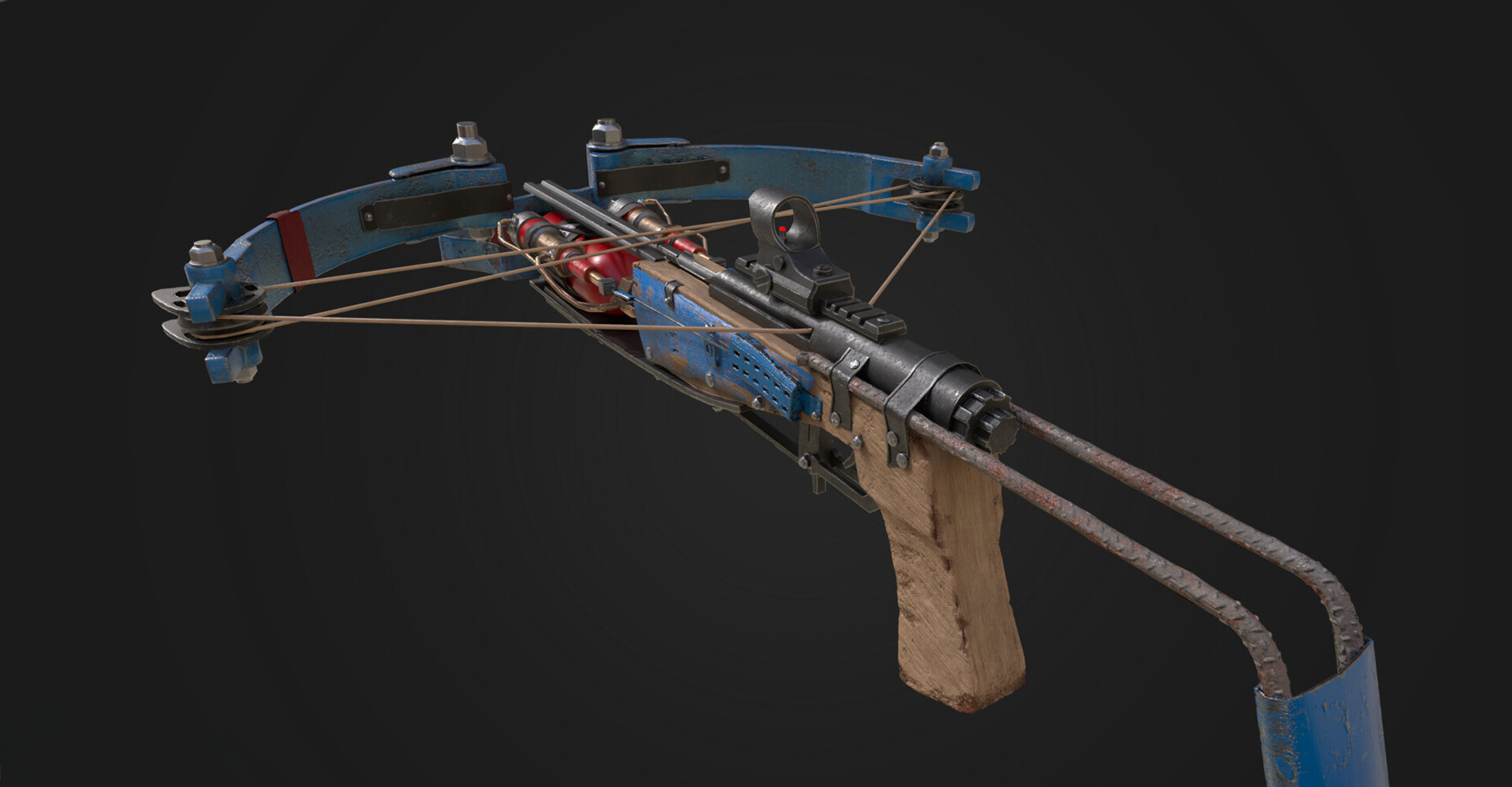 Crossbow alternative three-quarter view with rear towards viewer