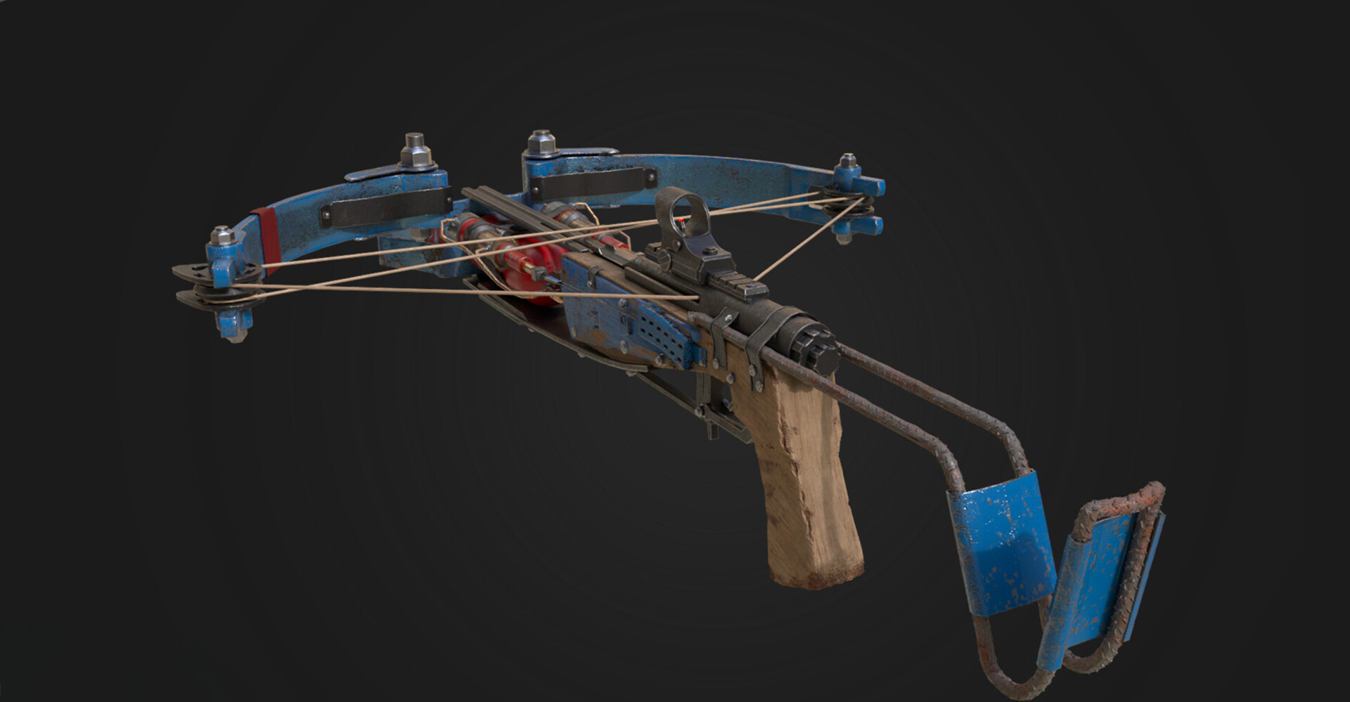 Crossbow rear three-quarter view from a distinct angle